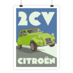 Vintage poster of classic 2 CV Citroën by i-Art.