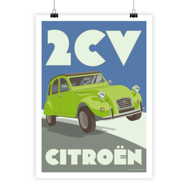 Vintage poster of classic 2 CV Citroën by i-Art.