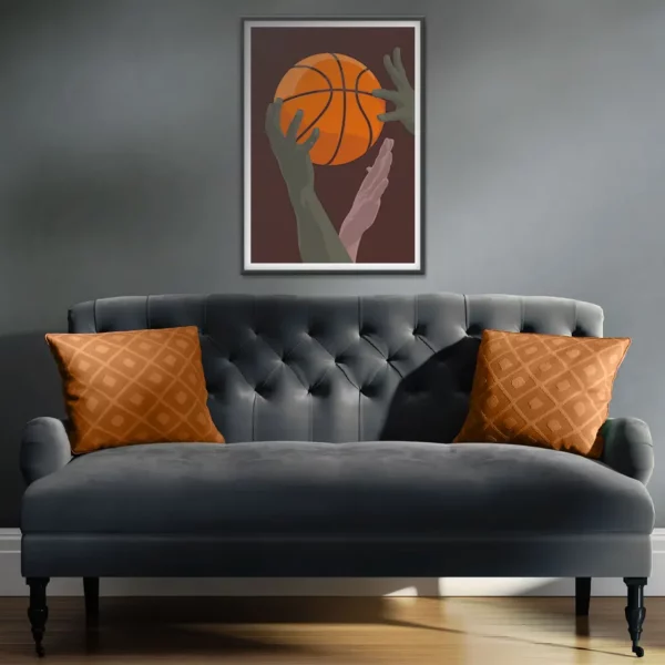Basketball minimaliste poster with abstract design from i-Art collection.