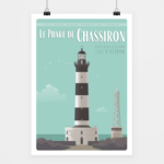 Poster Phare de Chassiron fond vers d'eau
