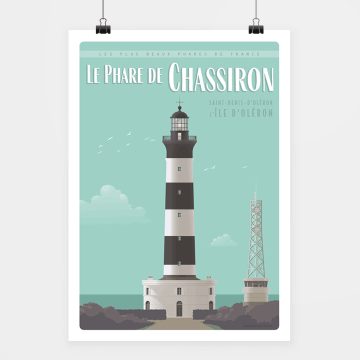 PHARES-SUD-OUEST-chassiron.png Poster Phare de Chassiron fond vers d'eau – Image 1