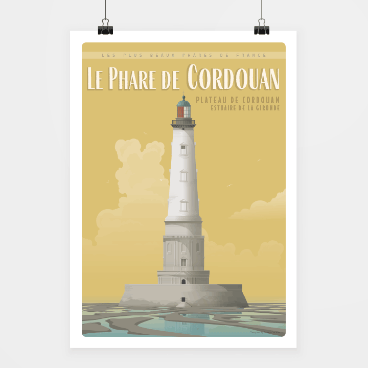PHARES-SUD-OUEST2-cordouan-jaune.png Poster Phare de Cordouan fond jaune – Image 1