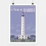 Poster Phare de biarritz fond mauve