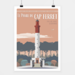 Poster Phare du cap ferret fond rouge