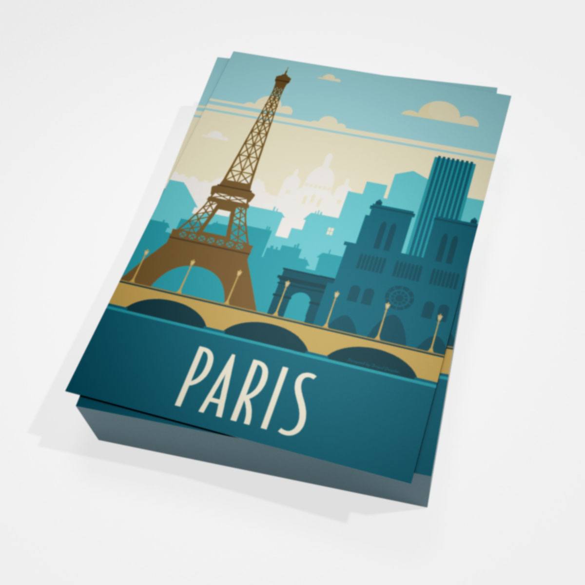 Paris-retro-bleu.jpg 25 Cartes postales Paris retro bleu A6 – Image 1