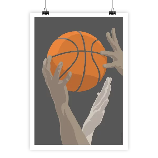 Minimalist basketball poster by i-Art, showcasing sleek, modern design.