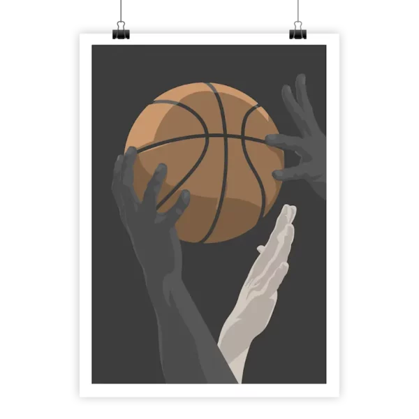 Minimalist basketball poster from i-Art, featuring sleek sport design.