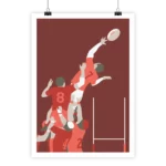 Poster Touche de rugby vibrant artwork featuring rugby players in motion