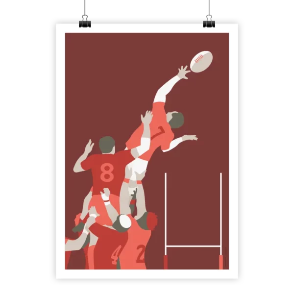 Poster Touche de rugby vibrant artwork featuring rugby players in motion