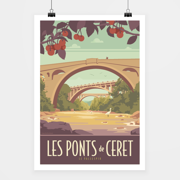Travel-Poster-Affiche-Ceret-Les-Ponts.png Poster Céret les Ponts – Image 1