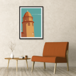 Notre-Dame Collioure travel poster showing scenic coastal view.