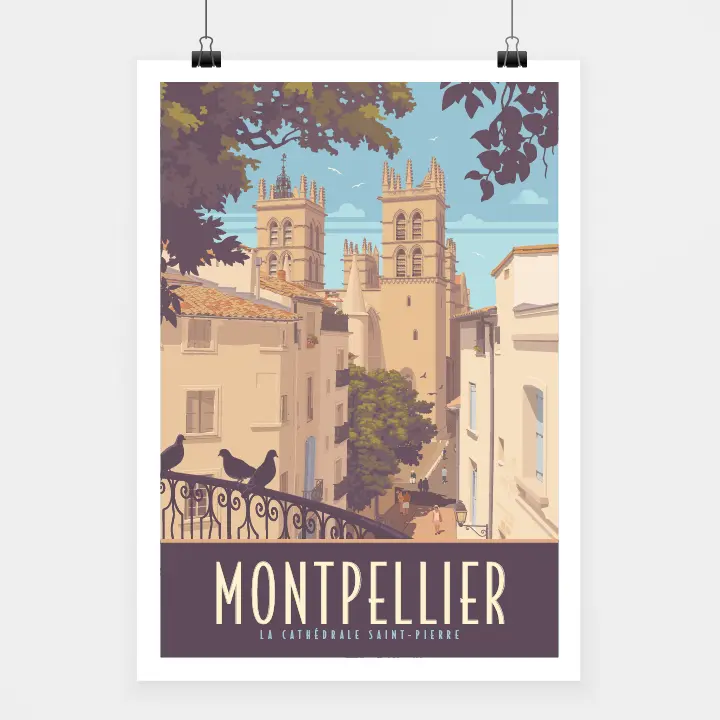 Travel-Poster-Affiche-Montpellier-Cathedrale.webp Poster Montpellier Cathédrale – Image 1