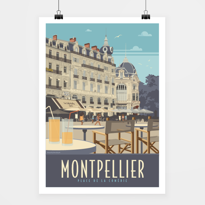 Travel-Poster-Affiche-Montpellier-Comedie.png Poster Montpellier Comédie – Image 1