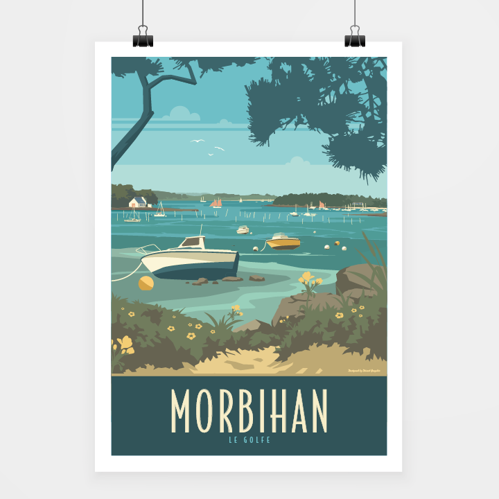 Travel-Poster-Affiche-Morbihan-le-golfe-2.png Poster Morbihan le golfe | Bateaux – Image 1
