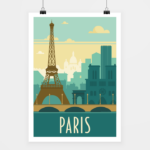 Poster Paris rétro vert