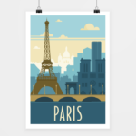 Poster Paris rétro bleu