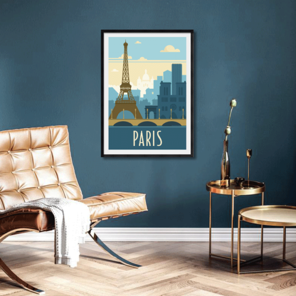 Poster Paris rétro bleu – Image 3