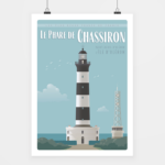 Poster Phare de Chassiron fond bleu