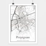 Poster Perpignan Map Blanc
