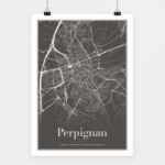 Poster Perpignan Map Noir