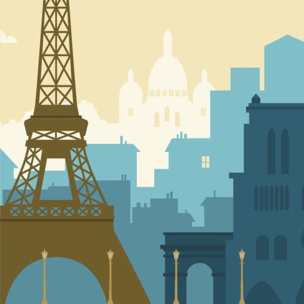 Poster Paris rétro bleu – Image 2