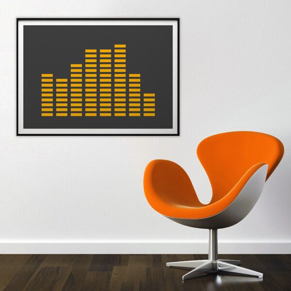 Minimaliste Poster Equaliseur avec design conceptuel en nuances d'orange.