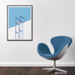 Poster Echelle minimaliste on modern wall, showcasing minimalist design.