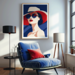 Elegant Poster Woman French Style #1 illustration in vibrant pop art design.