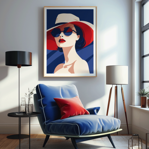Elegant Poster Woman French Style #1 illustration in vibrant pop art design.