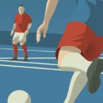 Minimalist sport art on Poster foot pénalty, abstract design.