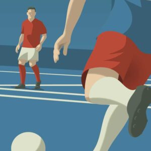 Minimalist sport art on Poster foot pénalty, abstract design.