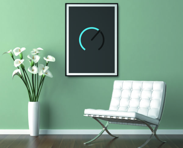 Bouton minimaliste sur affiche, design épuré signé i-Art.