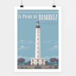 Poster Phare de Biarritz fond bleu