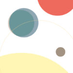 Poster Planètes minimalistes présentant des planètes stylisées sur fond abstrait.