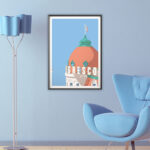 Elegant Poster Le Negresco with historic hotel and blue sky background