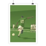 Minimalist poster featuring a penalty kick moment in football.