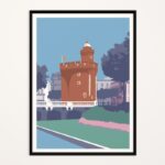 Colorful Poster Le Castillet pop showcasing Occitanie's vibrant pop art style
