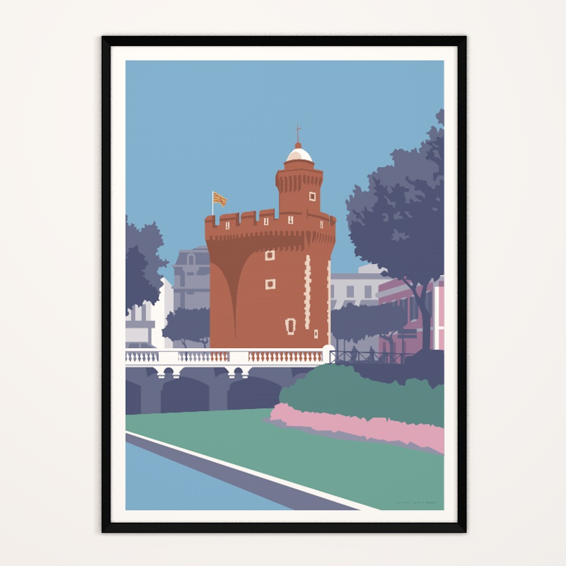 poster_perpignan_castillet.jpg Colorful Poster Le Castillet pop showcasing Occitanie's vibrant pop art style