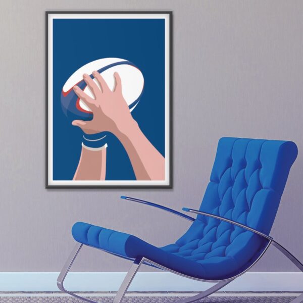 Rugby ball poster from i-Art, dynamic match scene.