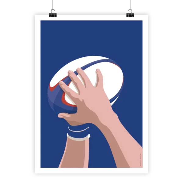 Rugby balloon poster showing an action-packed scrum scene