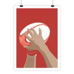 Poster ballon de rugby i-Art illustrant un match dynamique