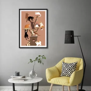 Affiche Arbre a chat décor vintage naturel par i-Art