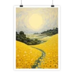 Affiche surréaliste "La route des fleures" par i-Art, couleurs vives.