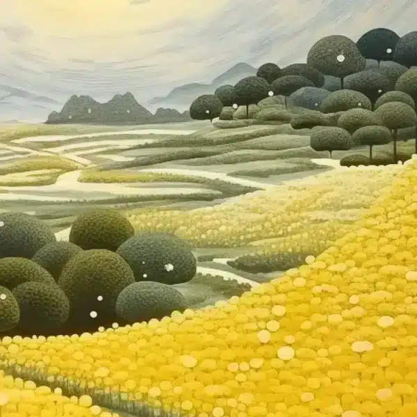 La route des fleures surréaliste artwork in vibrant colors by i-Art.