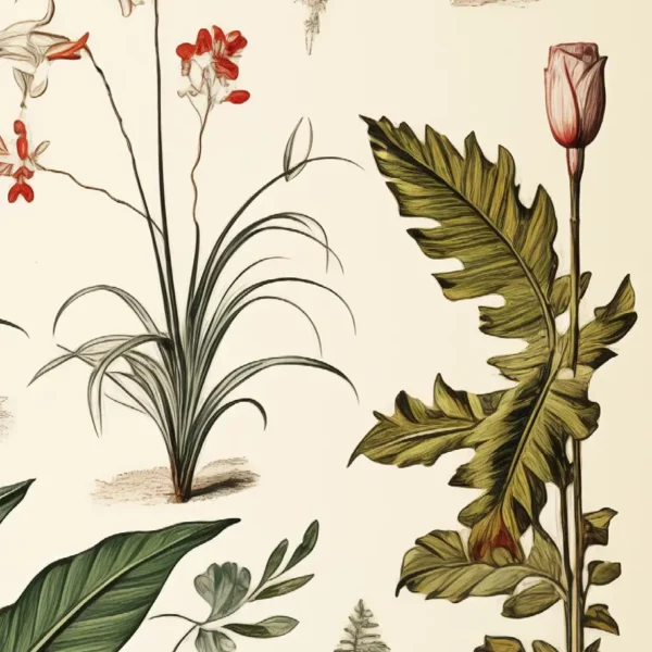 Herbier tropical, vintage botanical illustration from i-Art, natural theme.