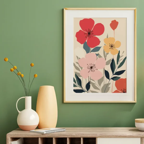 Fleures Matisse #1 vintage minimal floral artwork by i-Art.