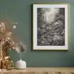 Tropical vintage poster Scène Tropicale #1 N&B, monochrome artwork by i-Art.