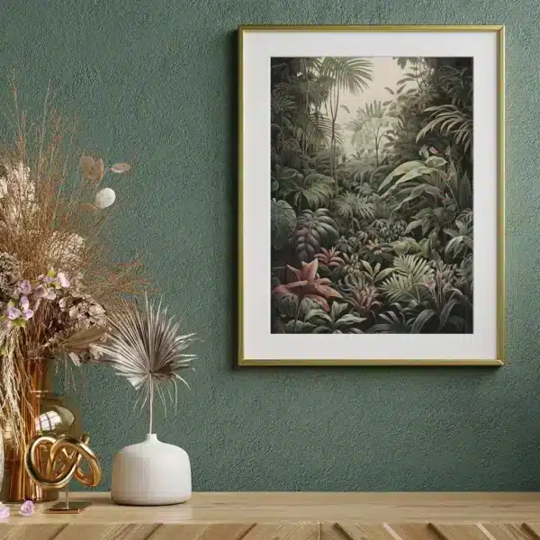 Scène Tropicale #1 couleur vintage-style artwork with tropical elements.