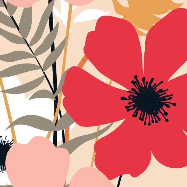Fleures Matisse #2, minimal vintage art with natural floral elements.
