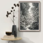 Scène Tropicale #3 vintage natural illustration by i-Art, displayed insitu.